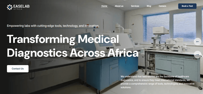 Healthcare and medical diagnostics company screenshot